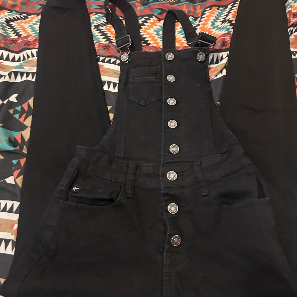 KanCan Black Denim Overalls Classic Style